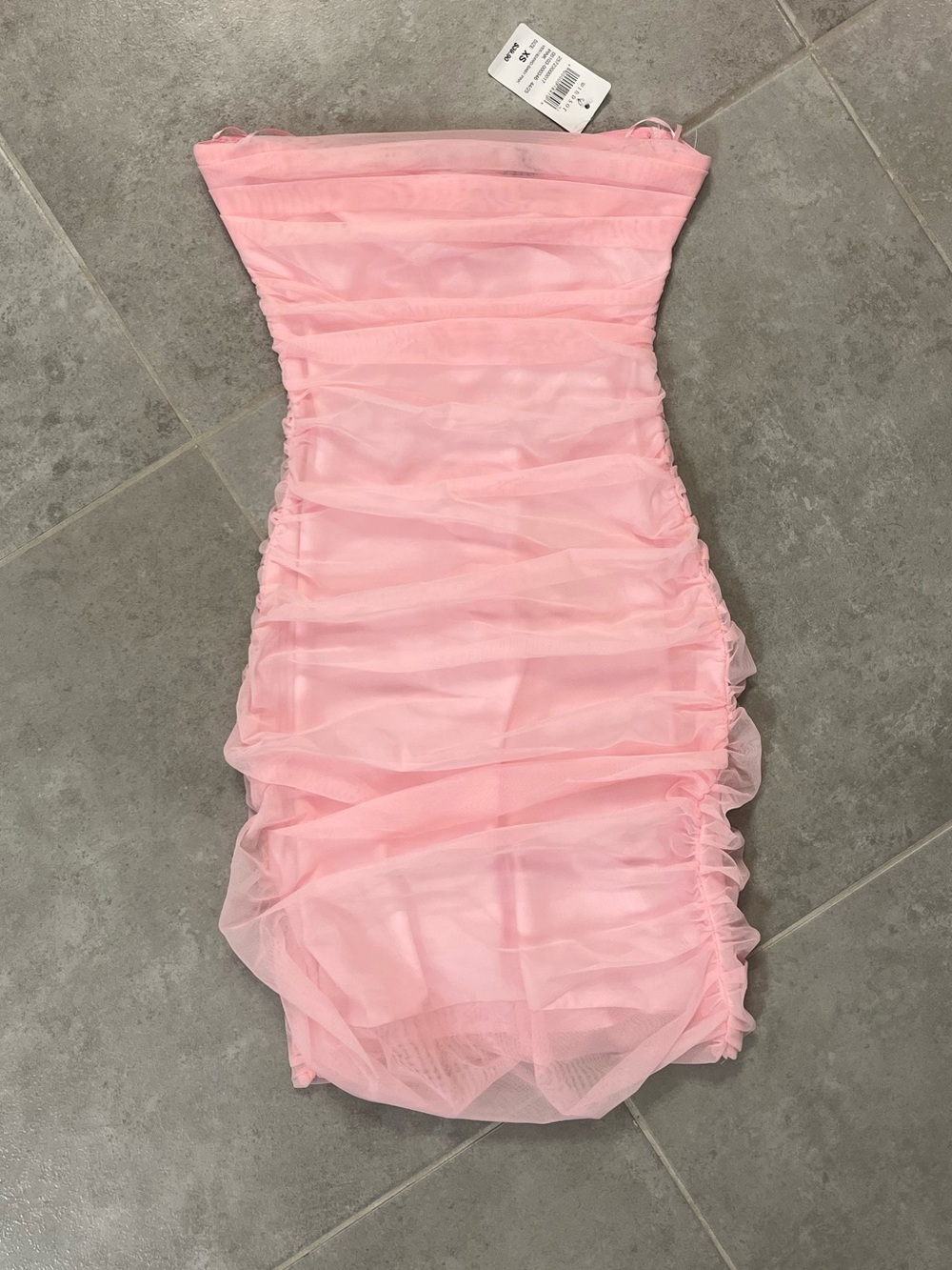Pink Windsor mesh ruched mini dress. Size XS.